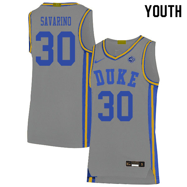 2020 Youth #30 Michael Savarino Duke Blue Devils College Basketball Jerseys Sale-Gray